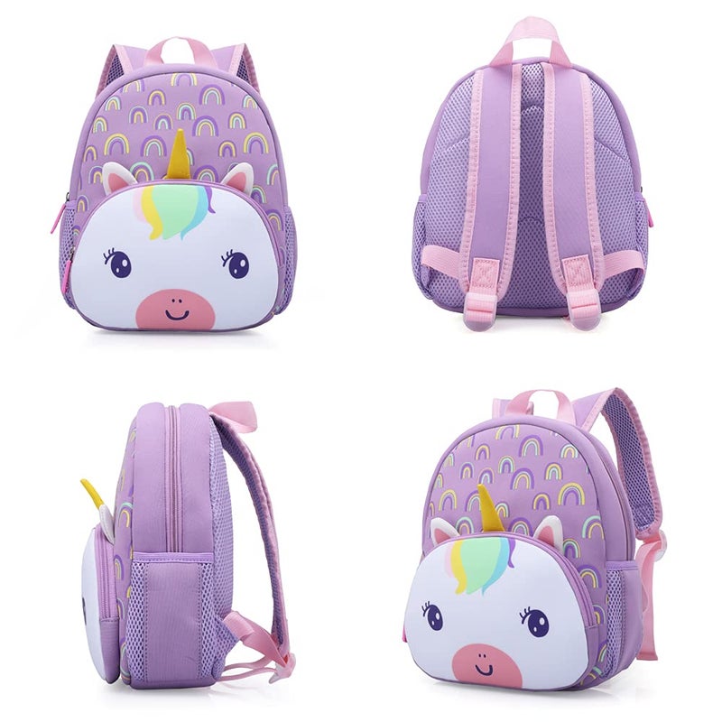 KK CRAFTS Preschool Backpack Toddler Neoprene Animal Schoolbag Lunch backpack for Kids Boys Girls(Rainbow Unicorn) - Image 3